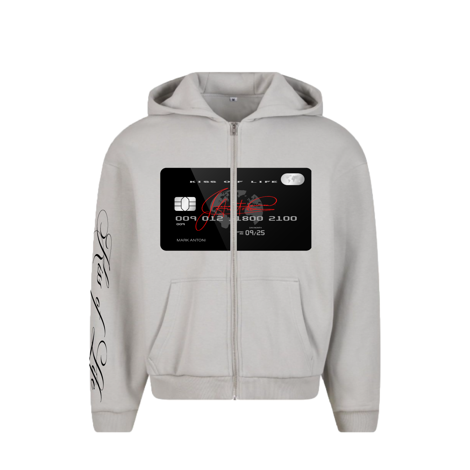 "BANKROLL" ZIP UP HOODIE GREY