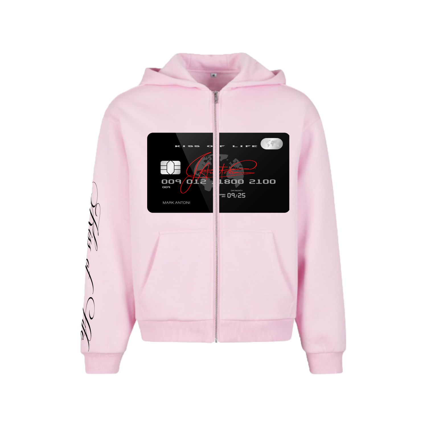 "BANKROLL" ZIP UP HOODIE PINK